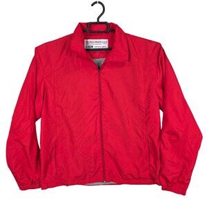 Mens Vintage Rally Athletic Red Full Zip Jacket USA Made Polyester Lightweight M